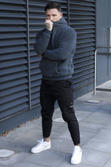 TARIN SHERPA HOODIE - CHARCOAL