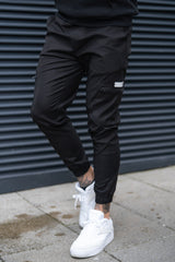CHEVIOT CARGO TROUSERS - BLACK