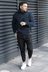 TARIN SHERPA HOODIE - NAVY