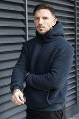 TARIN SHERPA HOODIE - NAVY