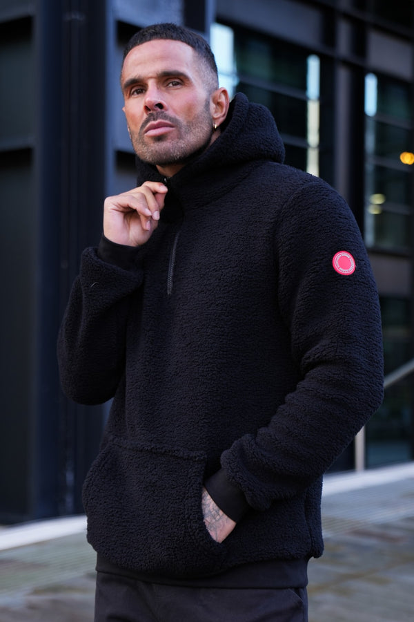 COMPASS SHERPA HOODIE - BLACK