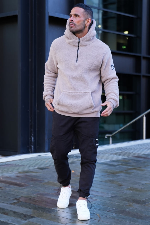 HOPTON SHERPA HOODIE - TAUPE