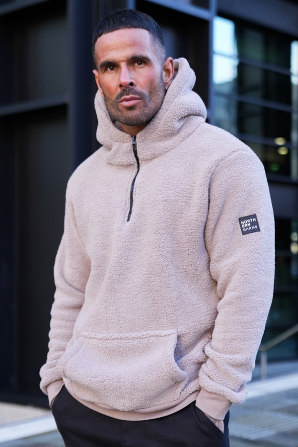HOPTON SHERPA HOODIE - TAUPE